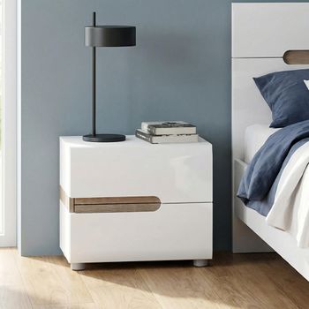 Chelsea White Gloss 2 Drawer Bedside Cabinet