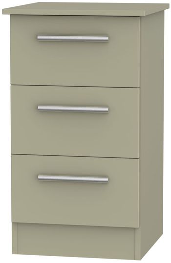 Contrast Mushroom 3 Drawer Bedside Cabinet
