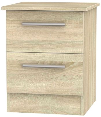 Contrast Oak 2 Drawer Bedside Cabinet