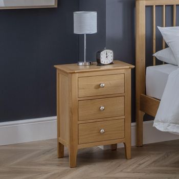 Cotswold Oak 3 Drawer Bedside Cabinet