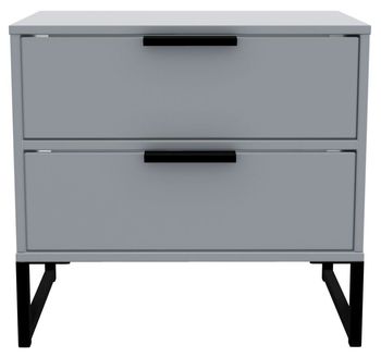 Diego Grey 2 Drawer Bedside Cabinet