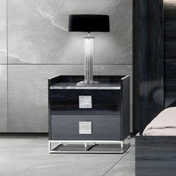 Elliot Marble and Wooden 2 Drawer Bedside Cabinet - Sizes Available