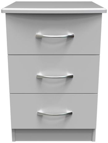 Eve Grey 3 Drawer with Lock Bedside Cabinet