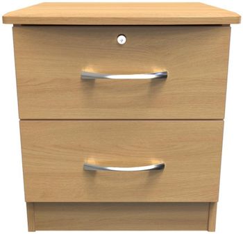 Eve Oak 2 Drawer with Lock Bedside Cabinet