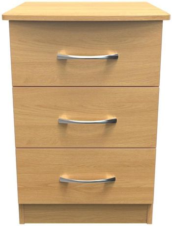 Eve Oak 3 Drawer Bedside Cabinet