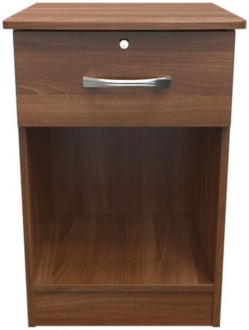 Eve 1 Drawer with Lock Walnut Bedside Cabinet