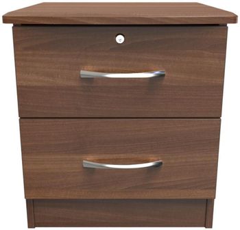Eve 2 Drawer with Lock Walnut Bedside Cabinet