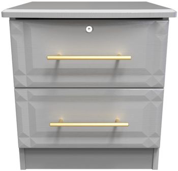 Faye Grey Ash 2 Drawer with Lock Bedside Cabinet