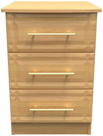 Faye Oak 3 Drawer Bedside Cabinet