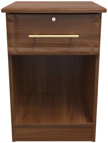 Faye 1 Drawer with Lock Walnut Bedside Cabinet