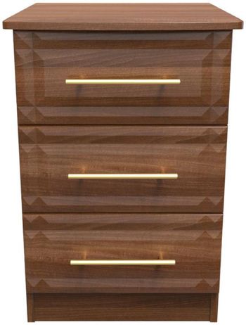 Faye Walnut 3 Drawer Bedside Cabinet
