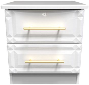 Faye White 2 Drawer with Lock Bedside Cabinet