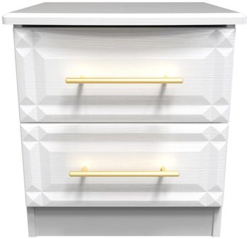 Faye White 2 Drawer Bedside Cabinet