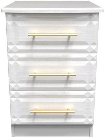 Faye White 3 Drawer Bedside Cabinet