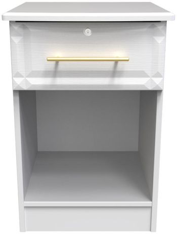 Faye White Ash 1 Drawer with Lock Bedside Cabinet