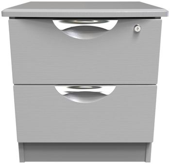 Flora Grey Ash 2 Drawer with Lock Bedside Cabinet