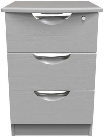 Flora Grey Ash 3 Drawer with Lock Bedside Cabinet