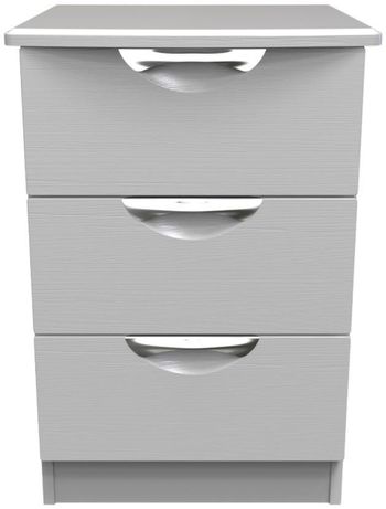 Flora Grey Ash 3 Drawer Bedside Cabinet