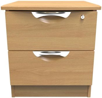 Flora Oak 2 Drawer with Lock Bedside Cabinet