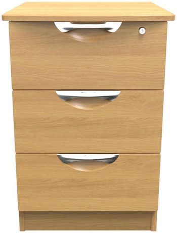 Flora Oak 3 Drawer with Lock Bedside Cabinet