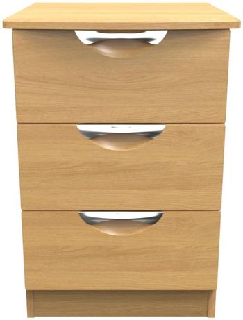 Flora Oak 3 Drawer Bedside Cabinet