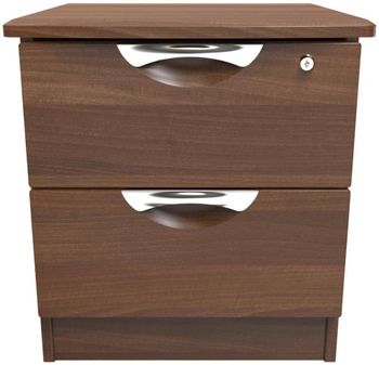 Flora 2 Drawer with Lock Walnut Bedside Cabinet
