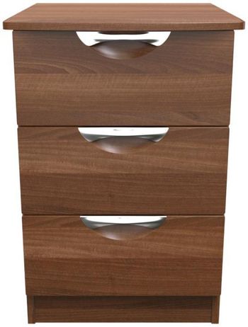 Flora Walnut 3 Drawer Bedside Cabinet