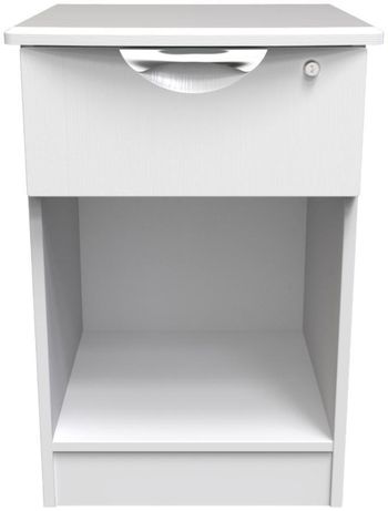 Flora White 1 Drawer with Lock Bedside Cabinet