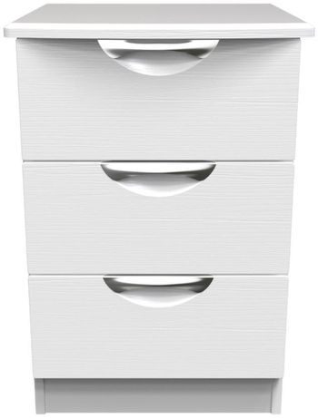 Flora White 3 Drawer Bedside Cabinet
