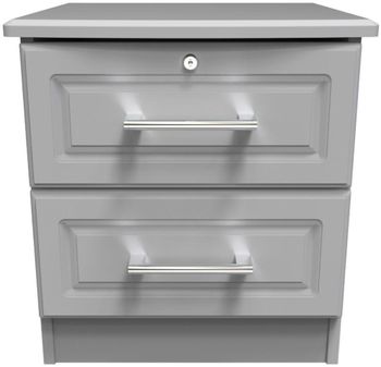 Gina Grey 2 Drawer with Lock Bedside Cabinet