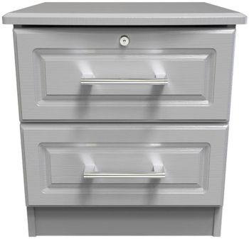 Gina Grey Ash 2 Drawer with Lock Bedside Cabinet