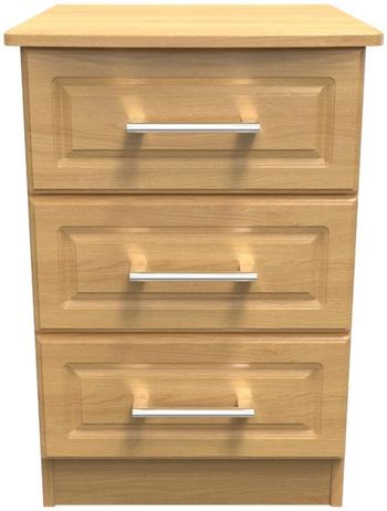 Gina Oak 3 Drawer Bedside Cabinet