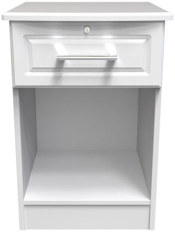 Gina White 1 Drawer with Lock Bedside Cabinet