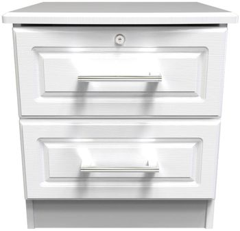 Gina White 2 Drawer with Lock Bedside Cabinet