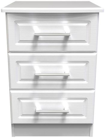 Gina White 3 Drawer Bedside Cabinet