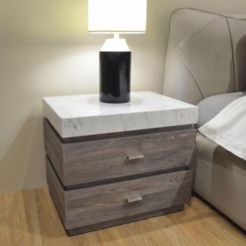 Goya Marble Top 2 Drawer Bedside Cabinet - Sizes Available