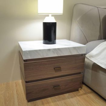Goya Marble Top 2 Drawer Large Bedside Cabinet - Sizes Available