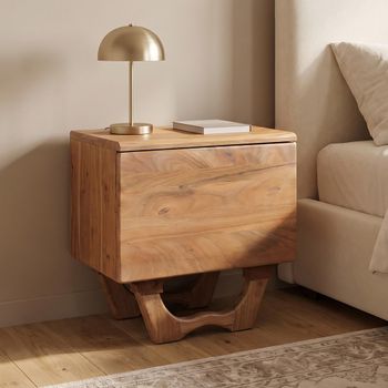 Hattie Acacia Wood 1 Door Bedside Cabinet