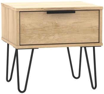 Hong Kong Oak 1 Drawer Bedside Table with Hairpin Legs