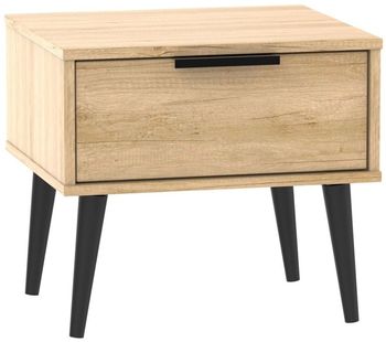 Hong Kong Oak 1 Drawer Bedside Table with Wooden Legs