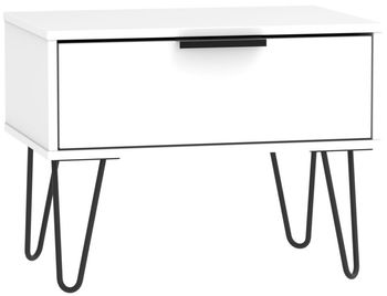 Hong Kong White 1 Drawer Bedside Table with Hairpin Legs