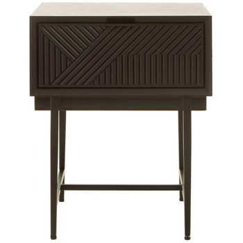 Jakara Black Wood 1 Drawer Square Bedside Table