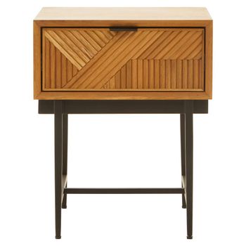 Jakara Natural Wood 1 Drawer Square Bedside Table
