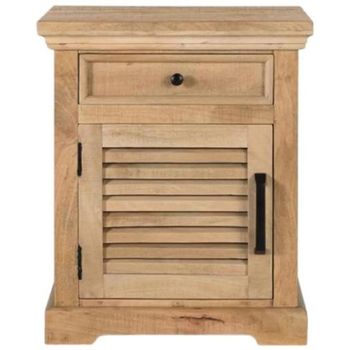 Jaylene Mango Wood 1 Door Louvered Bedside Cabinet