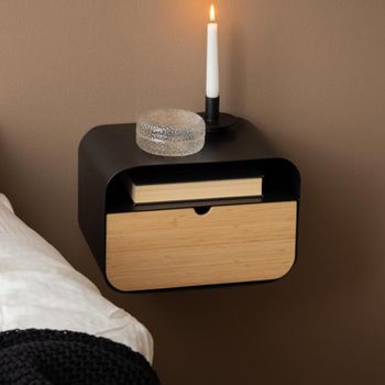 Joliet Matt Black 1 Drawer Wall Mounted Floating Bedside Table