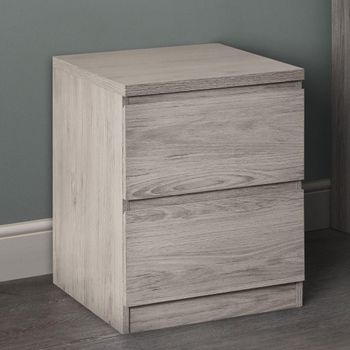 Jupiter Grey Oak 2 Drawer Bedside Cabinet
