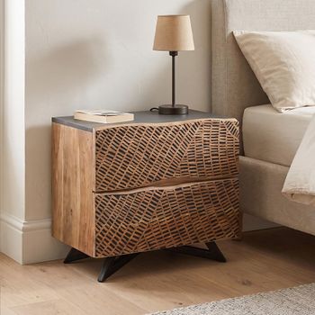Karlstad Acacia Wood 2 Drawer Bedside Cabinet