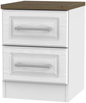 Kent White and Oak 2 Drawer Bedside Cabinet