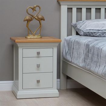 Cotswold Oak and Painted 3 Drawer Bedside Cabinet