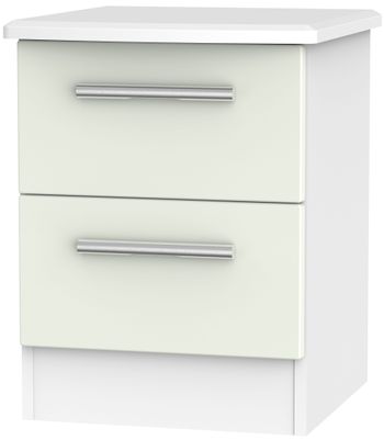 Knightsbridge Cashmere Matt and White 2 Drawer Bedside Cabinet
